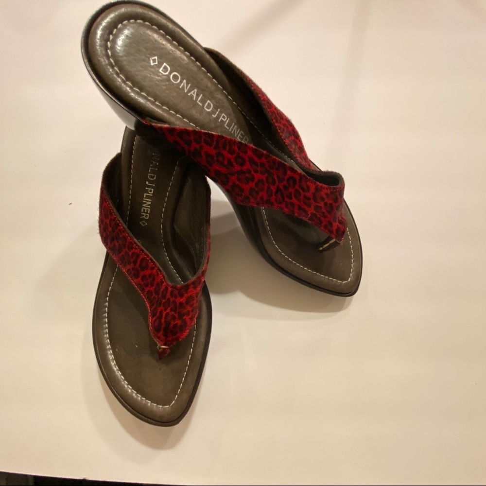 Donald J Pliner Sandals Calfhair Size 6 Red